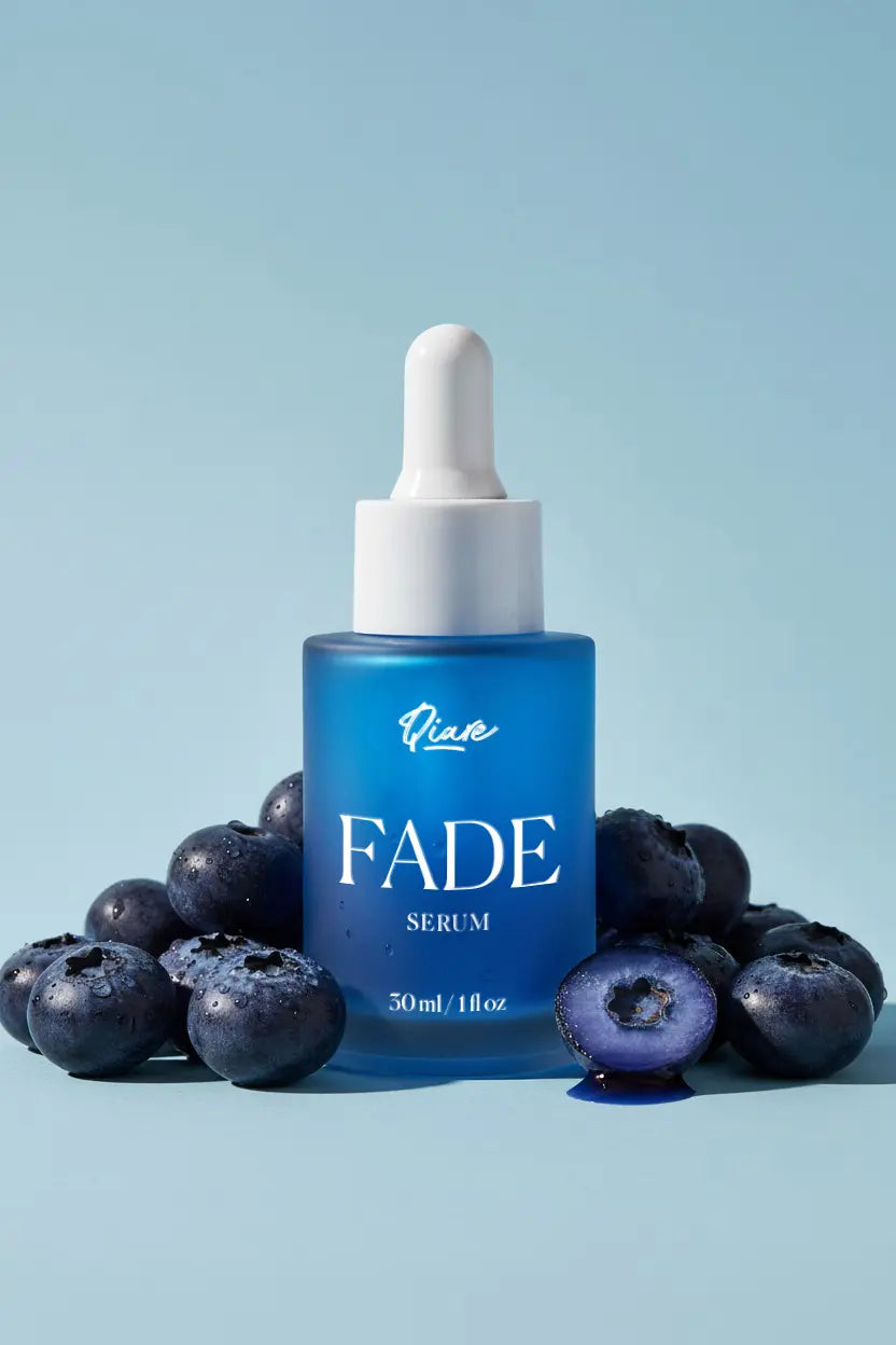 QIARE Fade Serum bottle with fruit-powered acne treatment