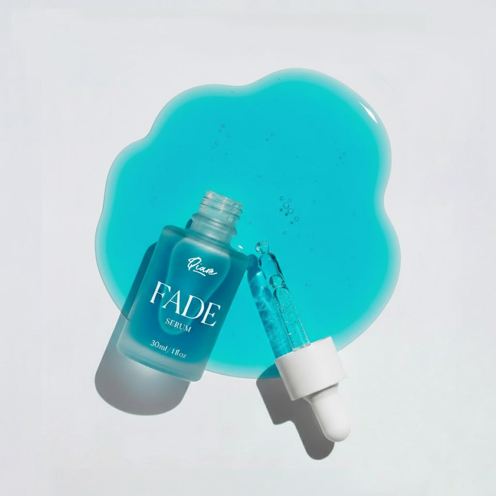 QIARE Fade Serum bottle with fruit-powered acne treatment