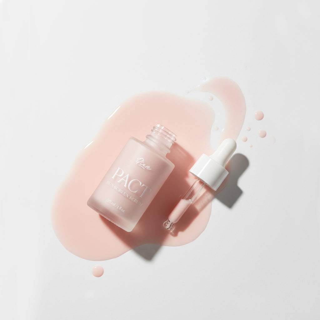 QIARE Pact Sunscreen Serum bottle with broad-spectrum protection