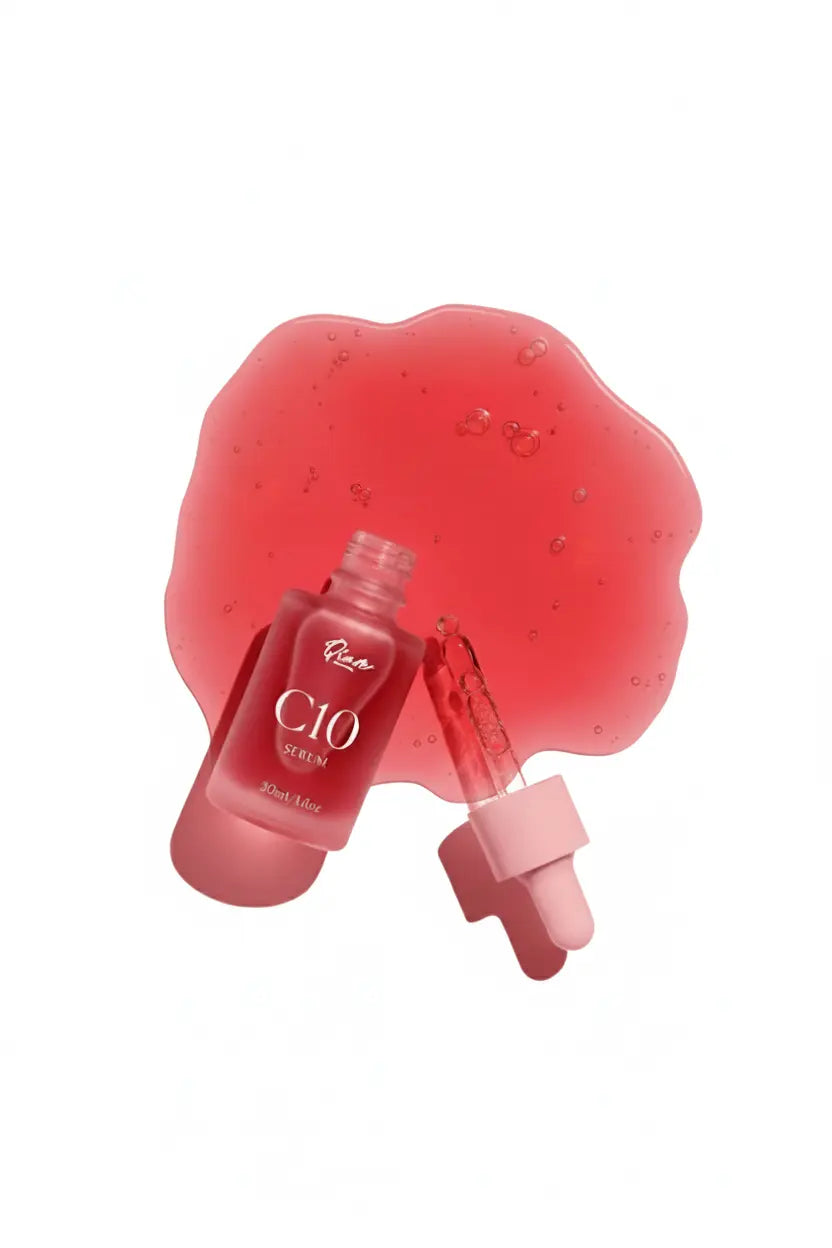 Qiare Radiance Defense Set brightening skincare kit with Vitamin C, exfoliating serum, and SPF 60 sunscreen.
